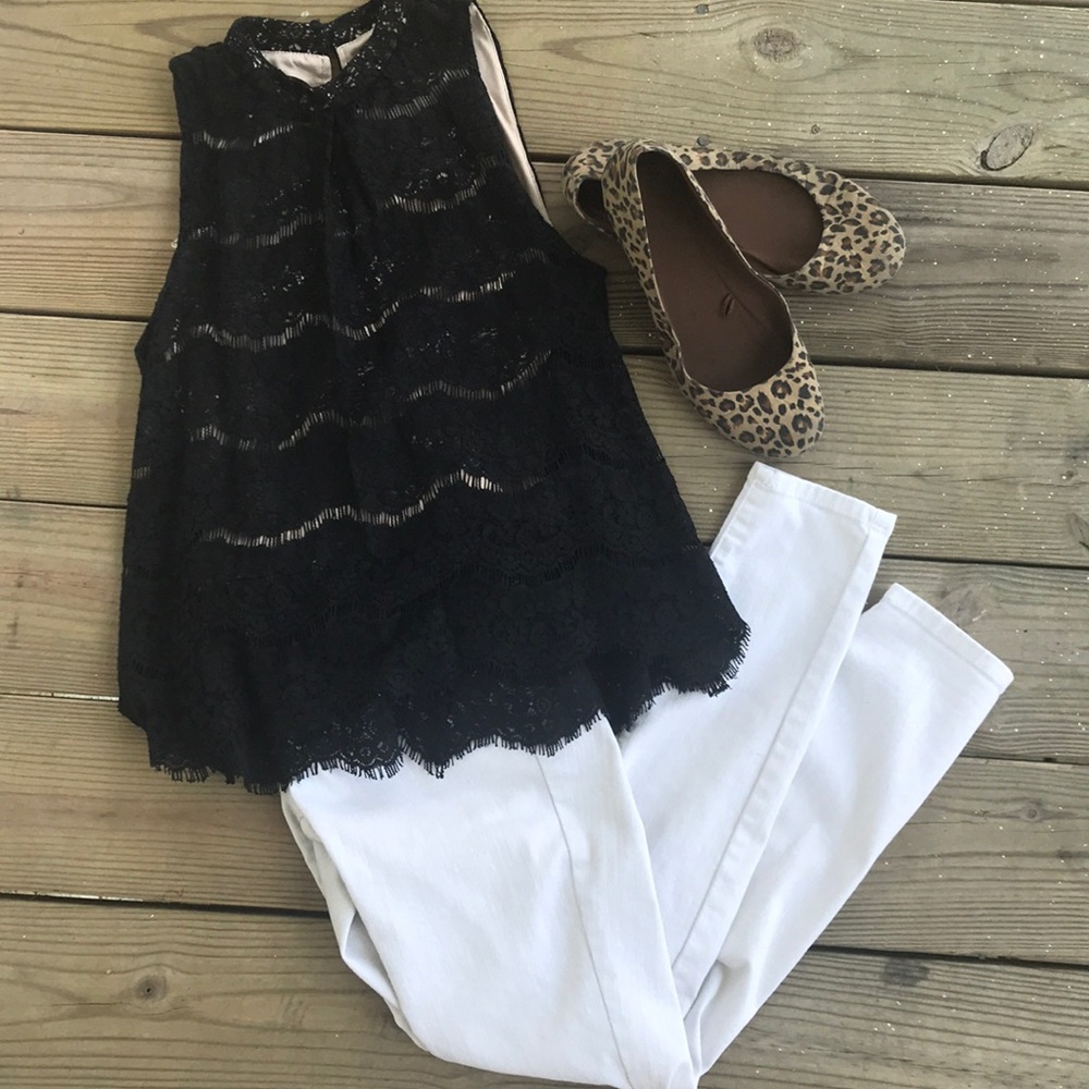 Black lace lined top